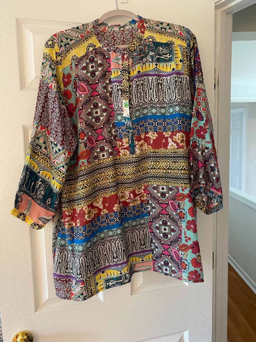 Johnny Was Patchwork Silk Tunic